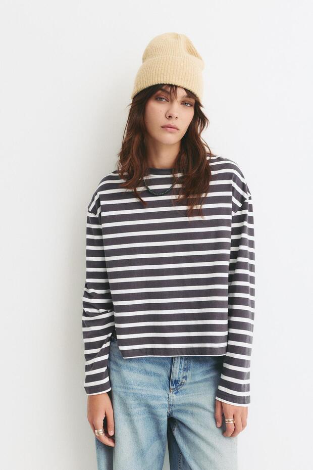 Boxy uzun kollu tişört - 2