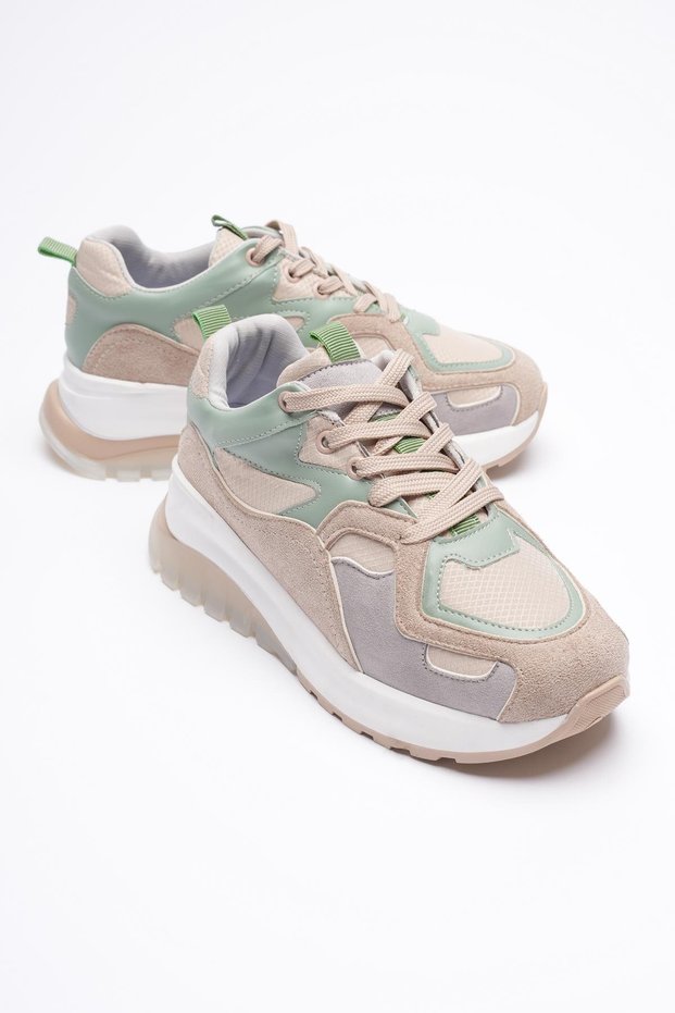 Avira Women's Beige Mink Thick Soled Sports Shoes Sneakers