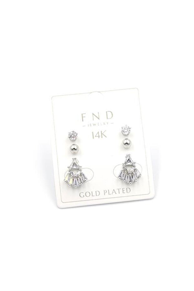 Multi-stone earrings - silver - 2