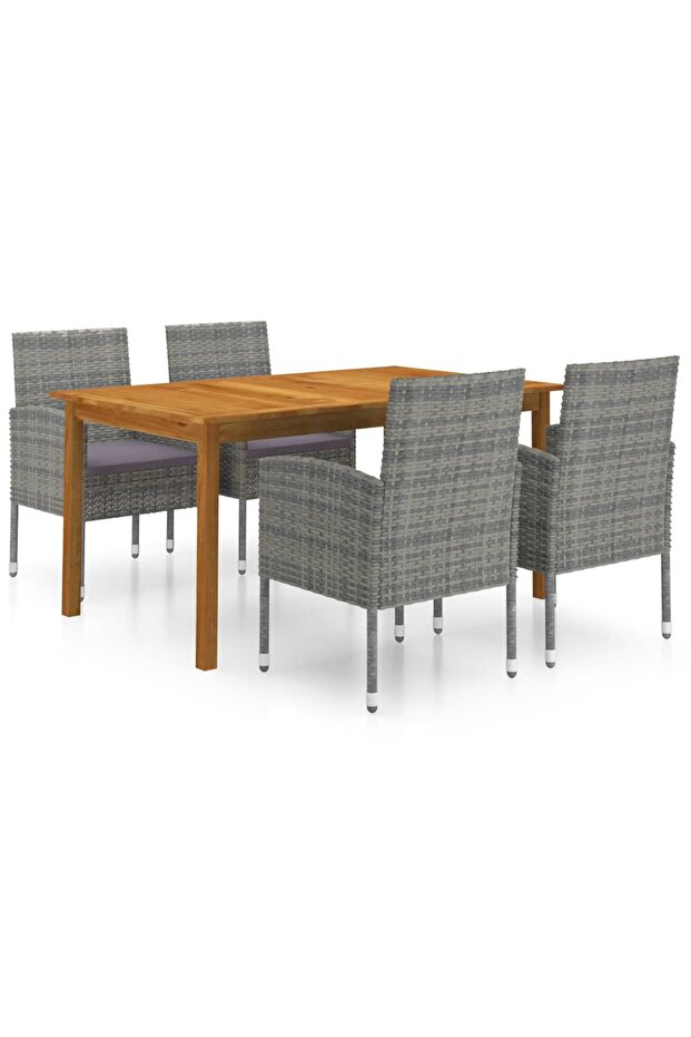 5 Piece Garden Dining Set Grey