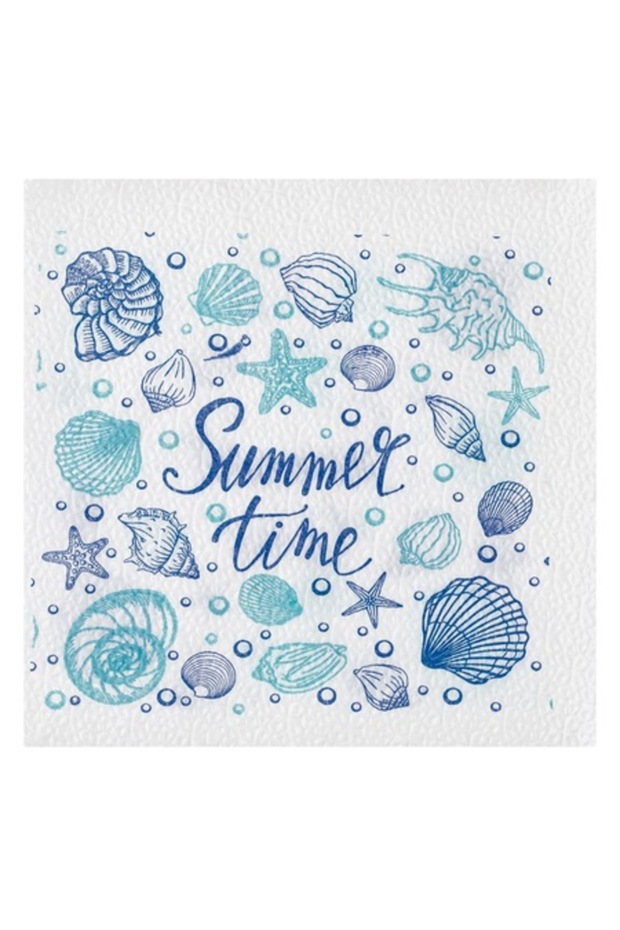 Set 50 table napkins Shopiens®, single absorbent layer, shell pattern and Summer Time print, 28 x 2 - 1