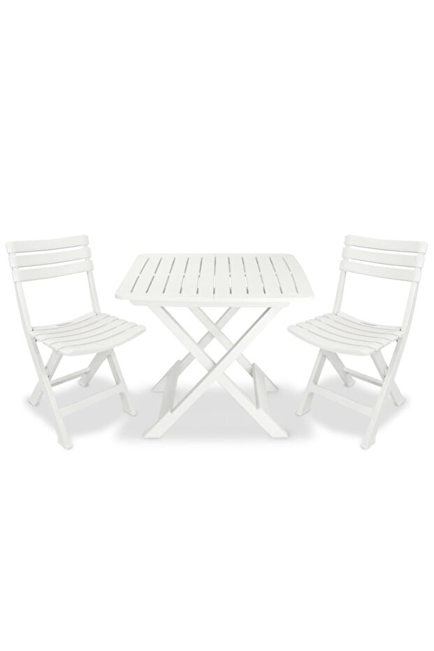 3 Piece Folding Bistro Set Plastic White