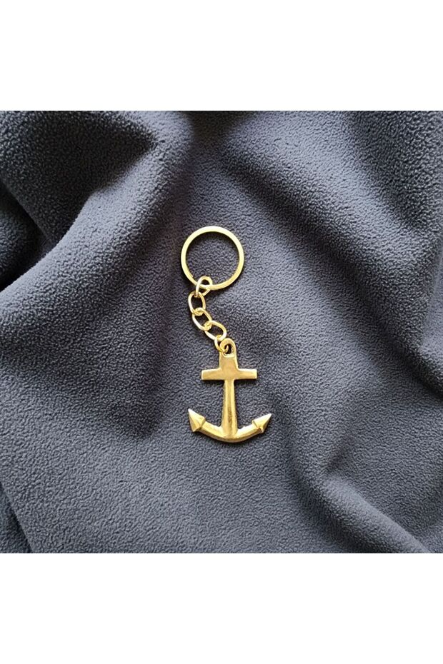 سلسلة مفاتيح نحاسية على شكل مرساة سفينة كلاسيكية - 2