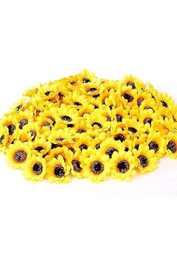 SakonGJie Artificial Fake Sunflower, 50 Pcs Flower Head Decoration Home Artificial Sunflower(Yellow)