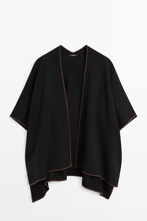 Kontrast detaylı triko panço - 5