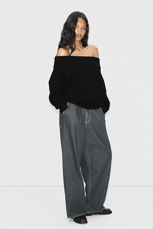 سترة محبوكة ناعمة غير متماثلة - 1