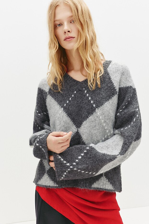 Baklava desenli kazak - 5