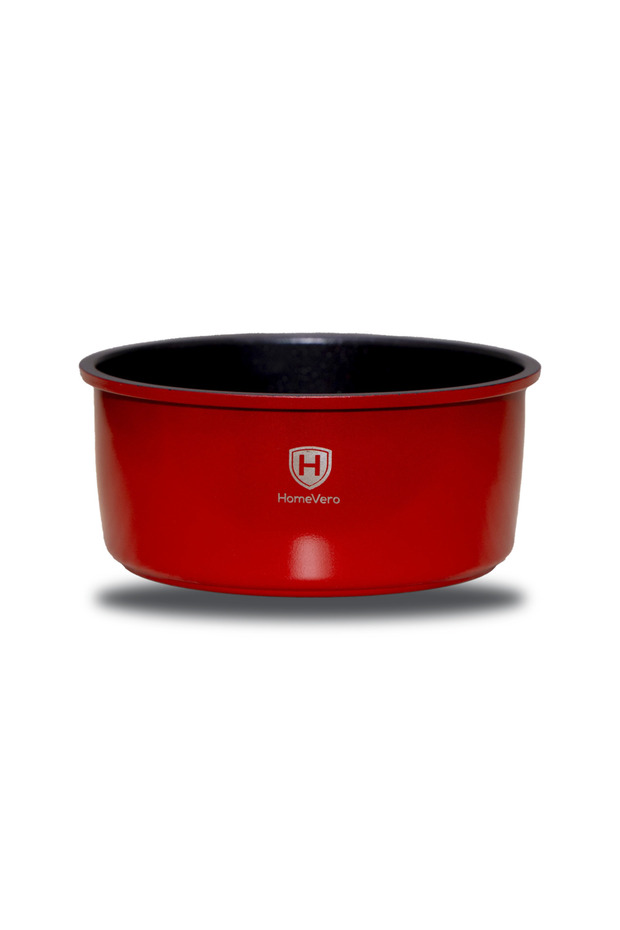 13-piece red non-stick cooking pot and pan set with removable handle, lids, all hobs - 5