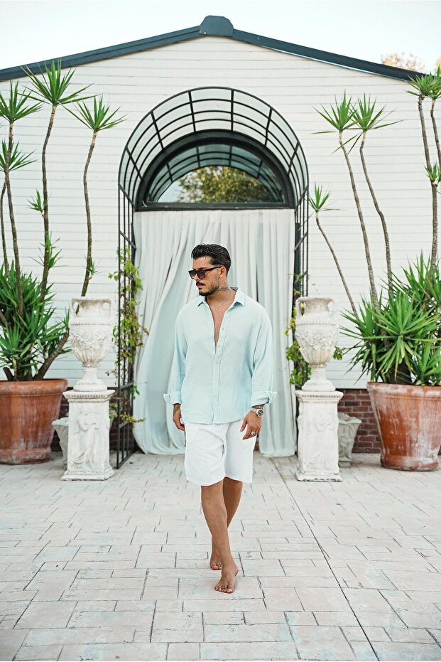 Regular Örme Gömlek Açık Mavi - 2