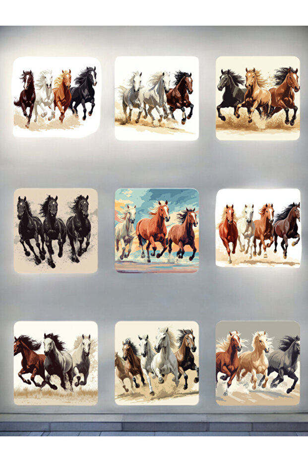 Horse Printed 9-Piece Adf Coasters - Set of 9 Coasters