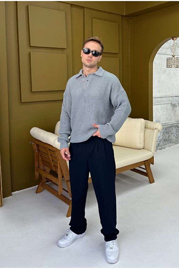 Polo Neck Oversize Sweater - 5