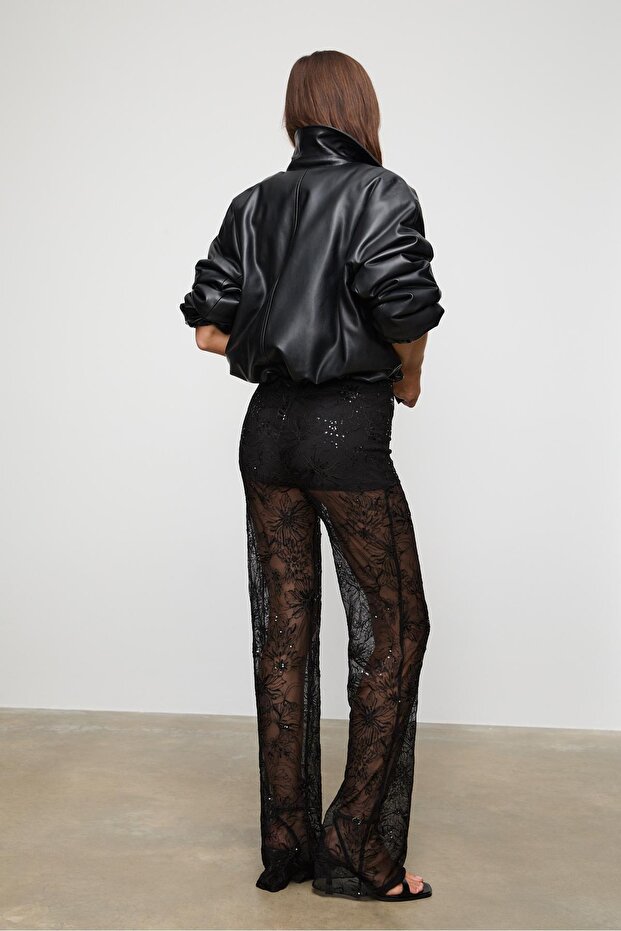 Pullu işlemeli dökümlü pantolon - 5