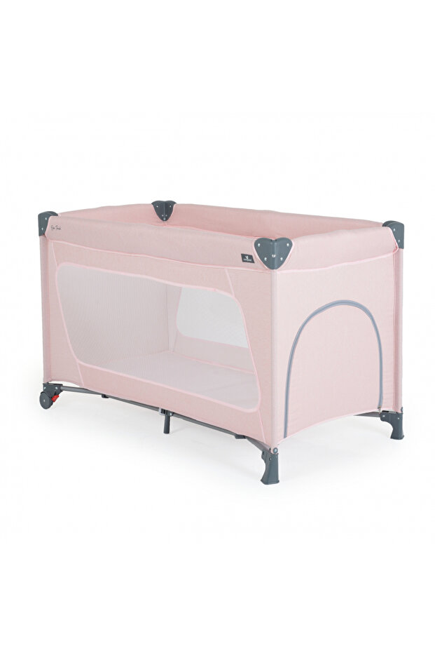 One Touch Single Level Folding Crib Pink - 7