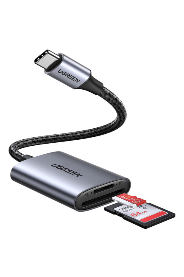 Adaptor Type-C, card reader TF/SD Card Ugreen, 5Gbps, gray - 1