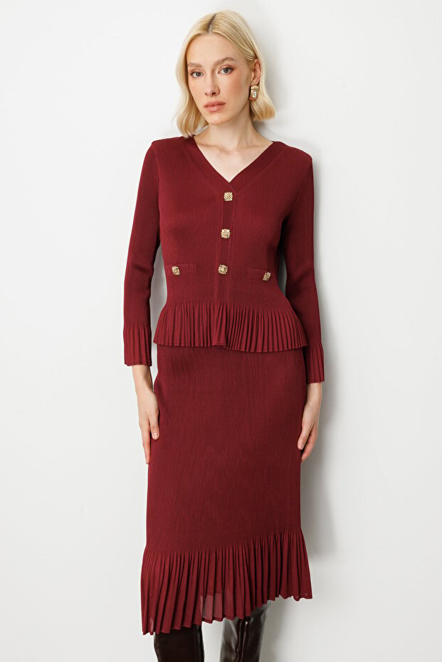 Süs Düğmeli Piliseli Bluz - 1