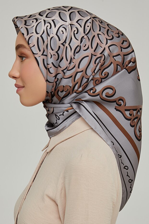 Modern Nostalgic Gray Scarf Women's Scarf Twill Silk