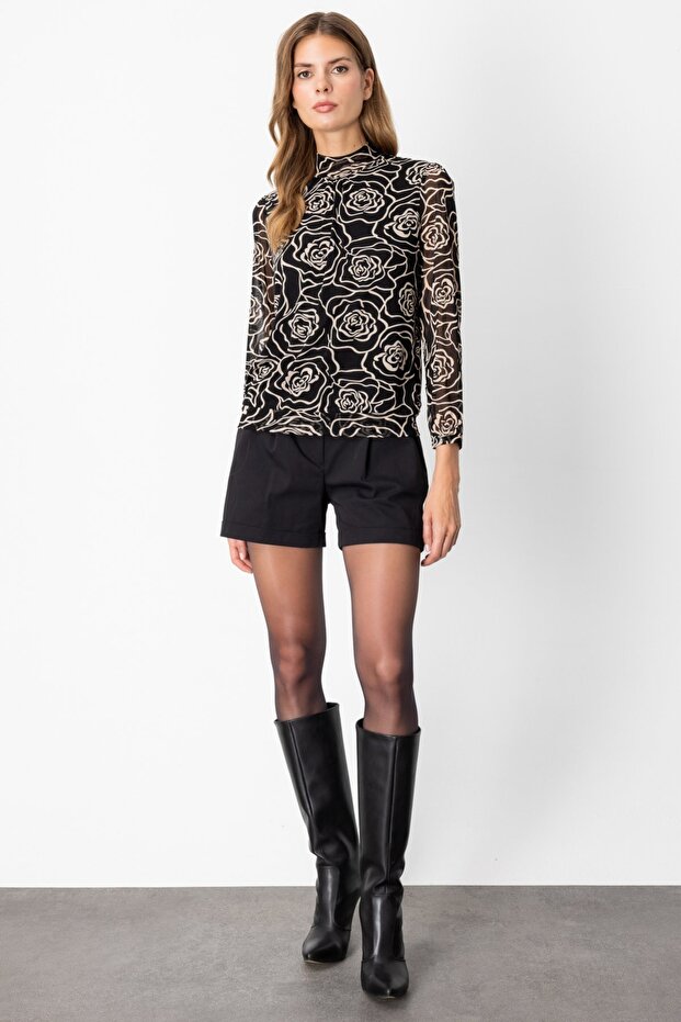 Desenli Şifon Bluz - 4