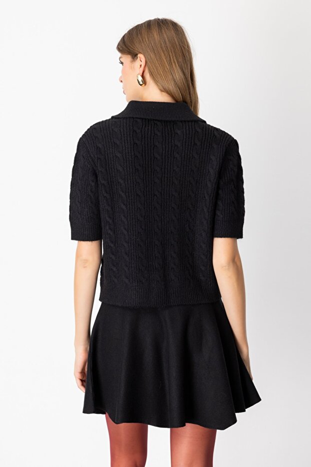 Kısa Kollu Örme Hırka - 5