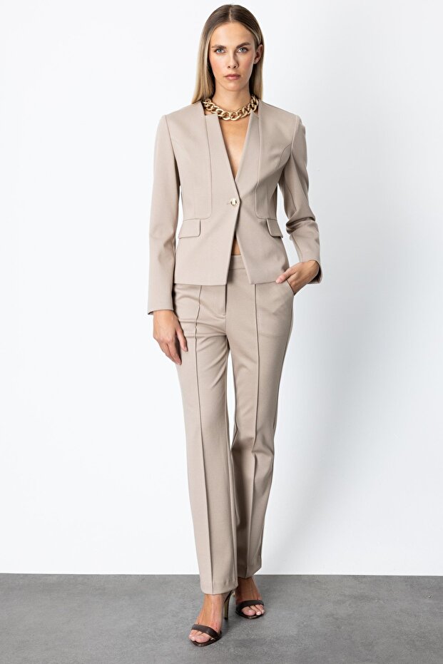 Single Button Decorative Flap Pocket Jacket - 3