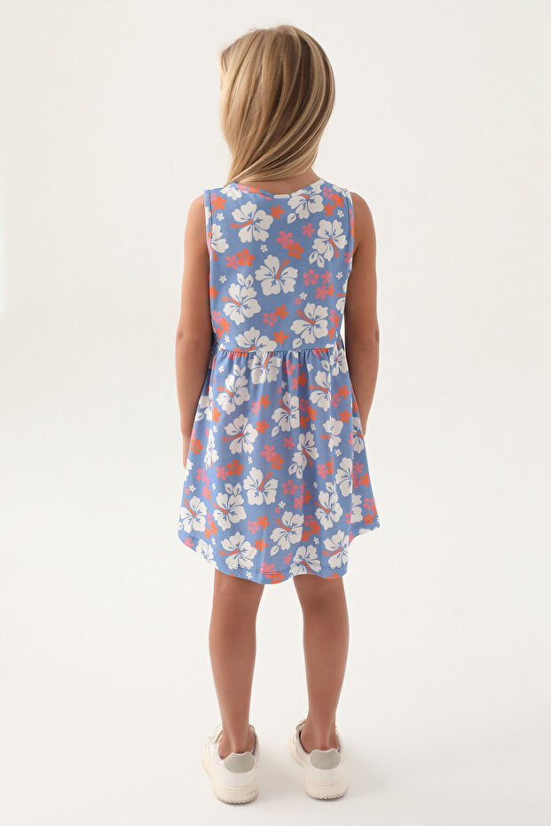 Çiçekli Penye Elbise - 4