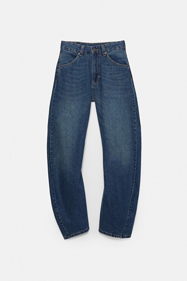Barrel kesim orta bel jean - 8