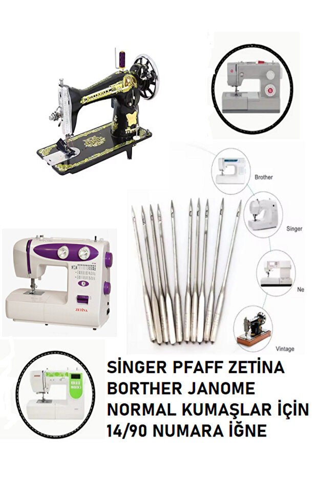 Singer Zetina 5 adet masura 1 adet uzun ayak kayışı 10 adet 14/90 numara iğne seti - 8