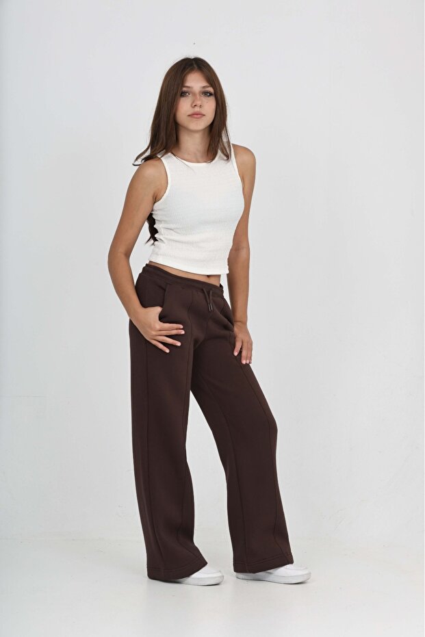 Girl's Ribbed Detailed Sweatpants