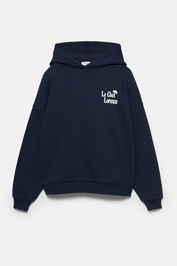 Şef köpek baskılı kapüşonlu sweatshirt - 6