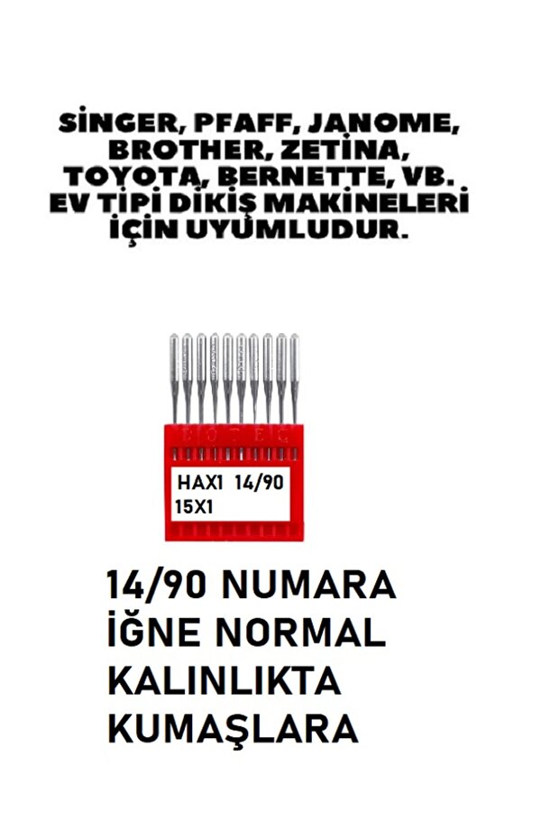 Singer Zetina 5 adet masura 1 adet uzun ayak kayışı 10 adet 14/90 numara iğne seti - 4