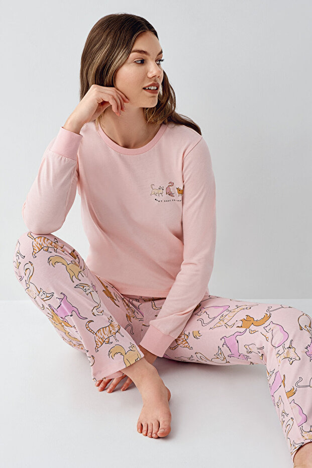 Kadın Pembe Pijama Takımı - 2