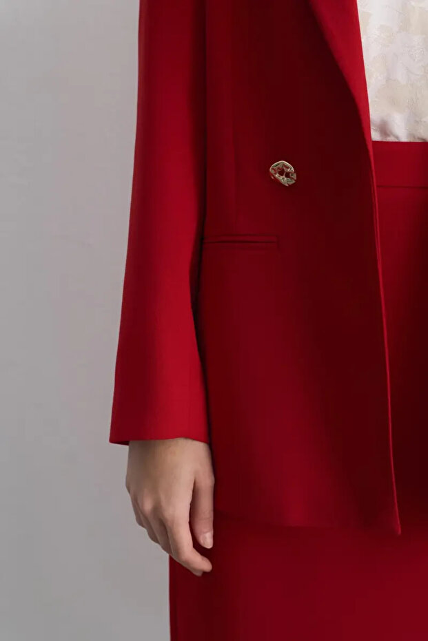 Krep Blazer Jacket - Red - 5