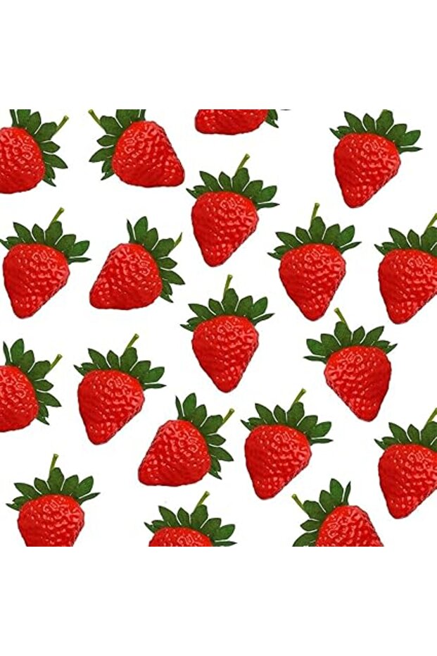 20 Pieces Artificial Strawberries, Fake Strawberries Lifelike Red Realistic Plastic Strawberries Art