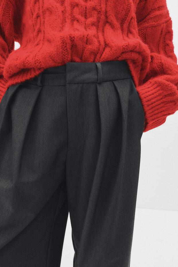 Çift pensli klasik pantolon - 5