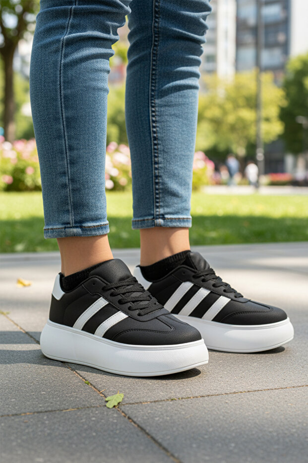 Black-White High-Sole Women's Sports Shoes Dvs-01 Z