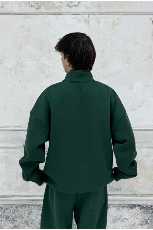 سويت شيرت أساسي فاخر كبير الحجم بسحاب نصفي - 5