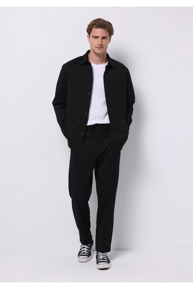 Regular Fit Erkek Siyah Shacket - 3