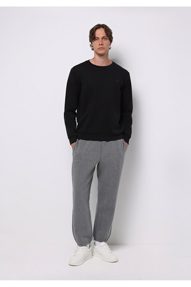 Loose Fit Mid-Waist Straight Men's Anthracite Sweatpants