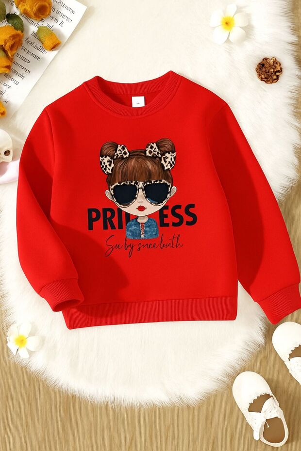 3 Yarn Combed Cotton Princess Printed Unisex Children's Sweat
