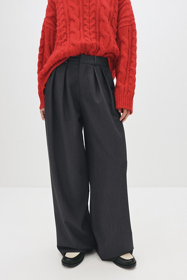 Çift pensli klasik pantolon - 4