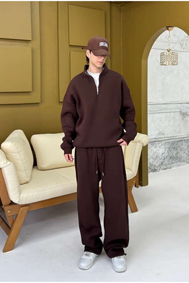 سويت شيرت أساسي فاخر كبير الحجم بسحاب نصفي - 6