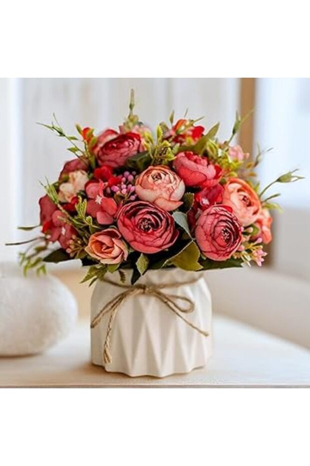 BananaHome Artificial Potted Flowers,Ceramic Vase Fake Flower Plants Desktop Decoration Indoor for H
