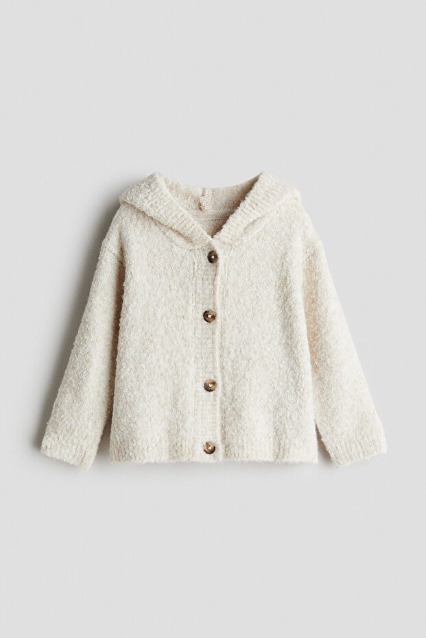 Kapüşonlu Bukle Triko Hırka - 2