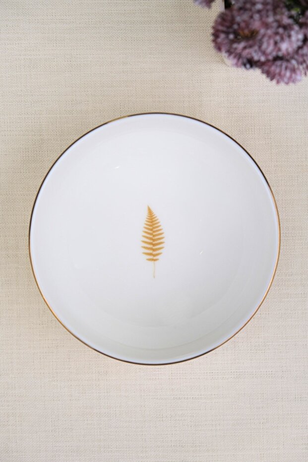 Tabak Evi Porcelain Natura Fern Gold Gilded Bowl 13.50cm Single