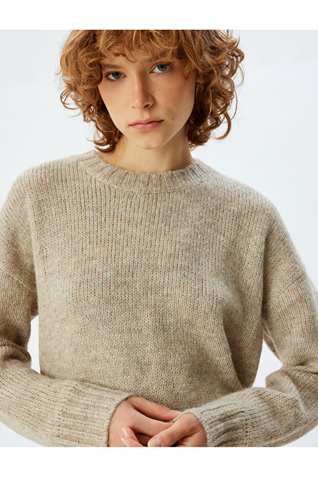 Basic Knitwear Tunic Crew Neck Long Sleeve