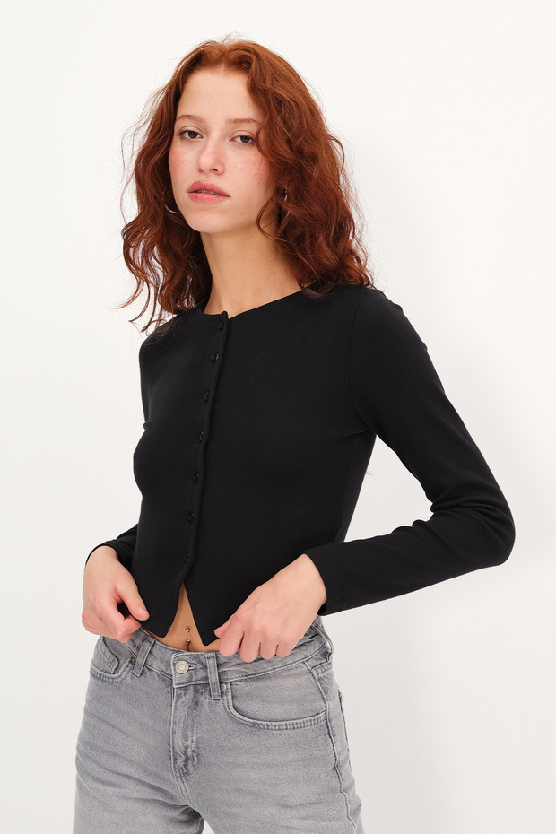 Düğmeli Modal Hırka H18632 - 6