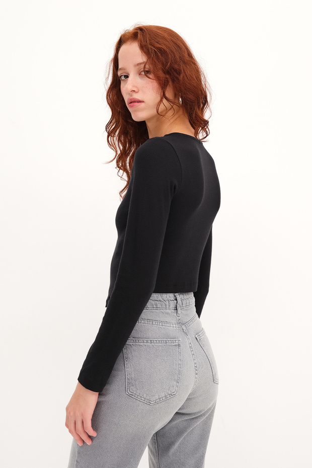 Düğmeli Modal Hırka H18632 - 5