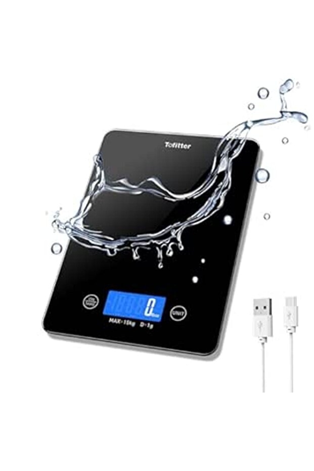 Digital Kitchen Scale – Food Scale15kg/33lb Large Capacity, High Accuracy 1g/0.1oz, USB Rechargeab