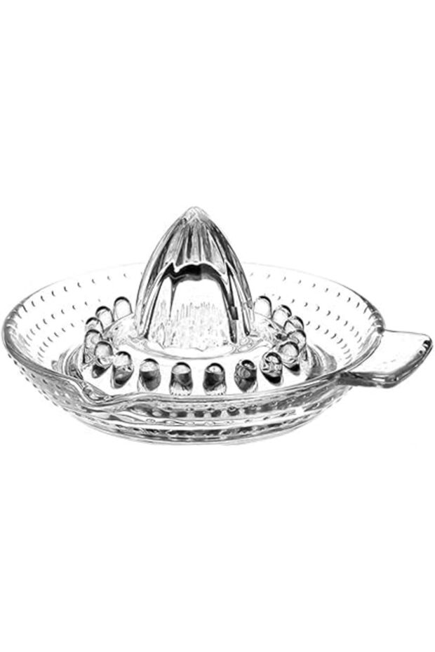 Glass Manual Juicer Reamer Squeezer Citrus Press with Handle and Pour Spout for Juicing Oranges Lemo - 1