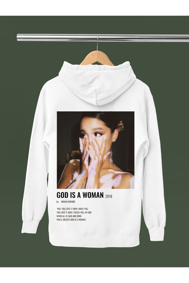 Ariana Grande Printed Cotton Long Sleeve Ribbed 3-Ply Hooded Sweatshirt