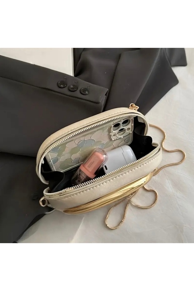 Crescent Clutch Bej Çanta - 3